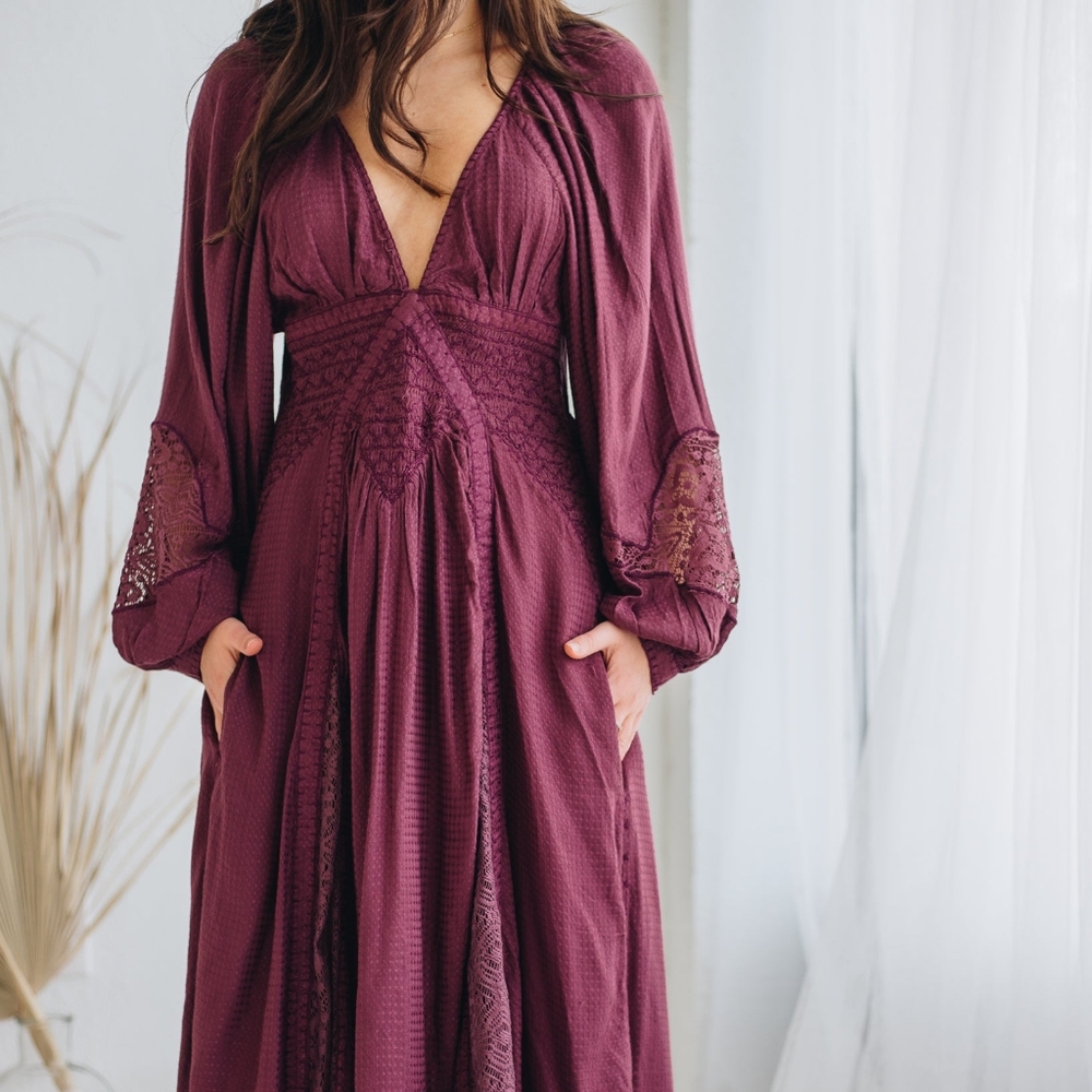 Southwest Lace Maxi Dress in Plum
